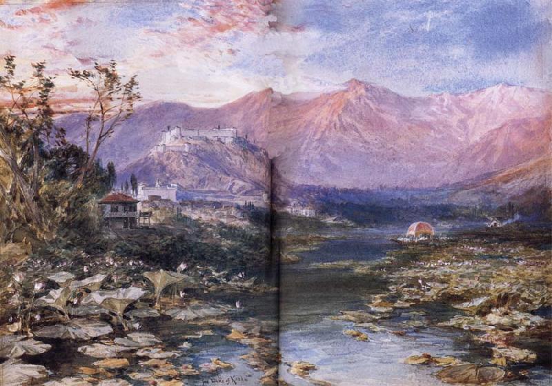 William Simpson The Lake of Kashmir at Shrinagar Sweden oil painting art